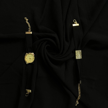 Hijab, Watch & Bracelet Matching Set - BLACK