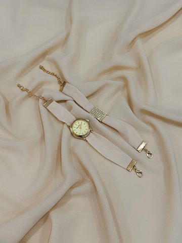 Hijab, Watch & Bracelet Matching Set - BEIGE