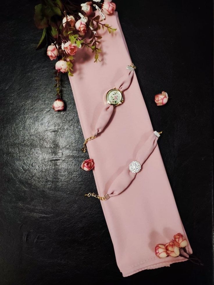 Hijab, Watch & Bracelet Matching Set - Bubblegum Pink